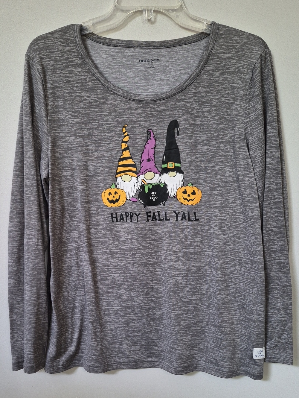 Life Is Good Halloween Gnome Trio Womens L Tee Happy Fall Y'all Graphic